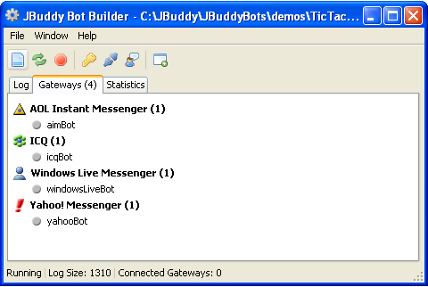 JBuddy Bot Builder on Windows XP - Gateways