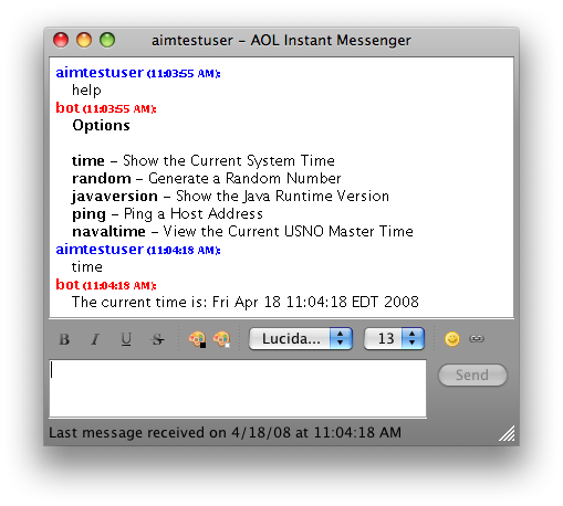 AIM Bot on Mac OS X