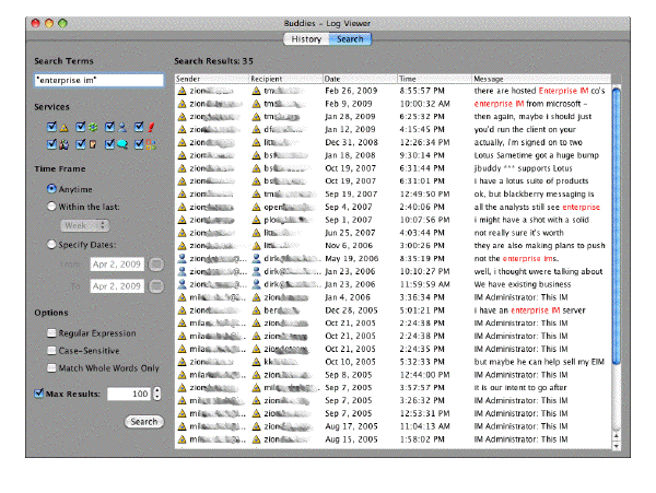 Chat Log Search on Mac OS X